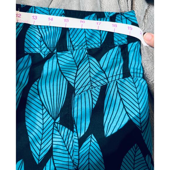 Trunks Surf &‎ Swim Co. Size 38 Men Swim Shorts Lined Blue Black Leaves Ocean - Picture 7 of 7